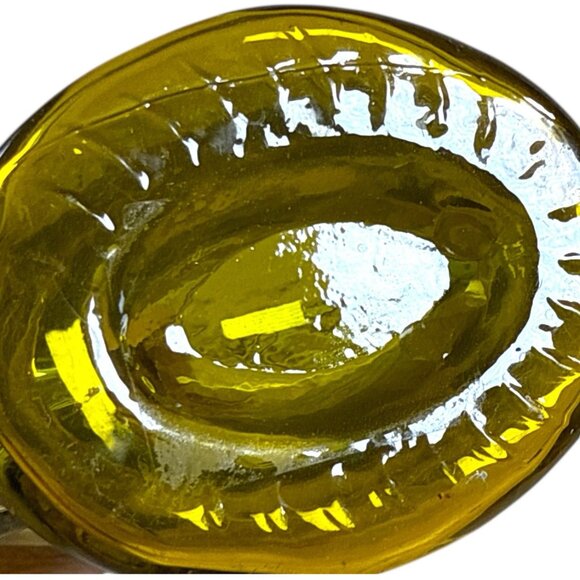 Vintage Yellow Glass Sun Face Bottle Vase with Cork Stopper Retro Mid Century - Picture 6 of 8